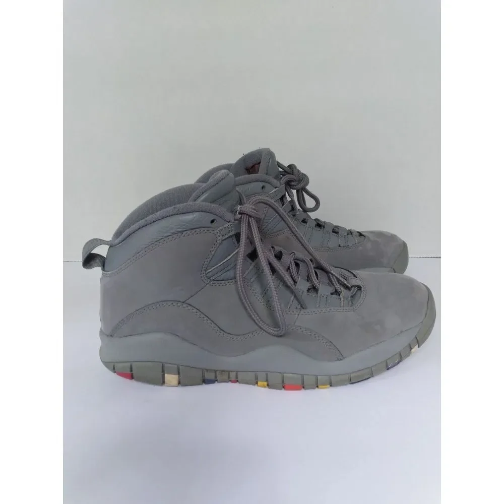 Jordan 10 Retro Sneakers Gray Leather High Top Shoes‎ Casual Comfy